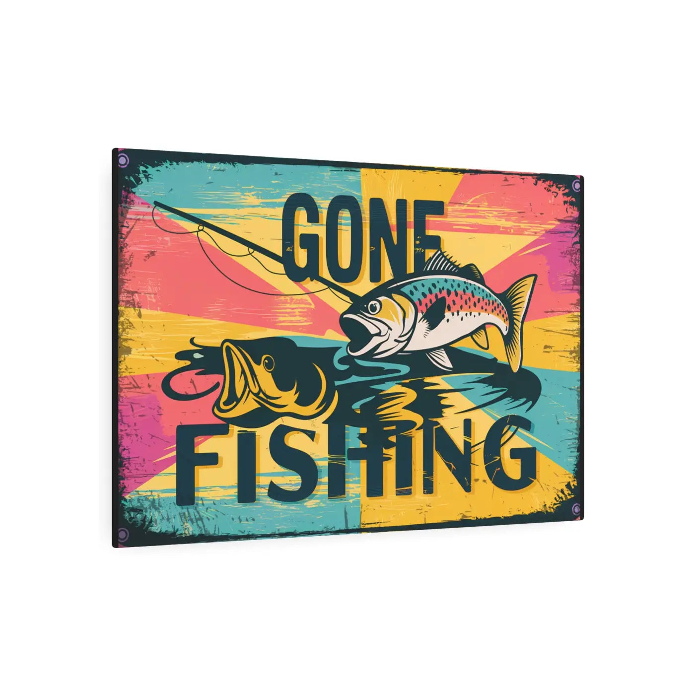 Vintage Fishing Metal Art Sign - 3mm White Aluminum - DipaliZ