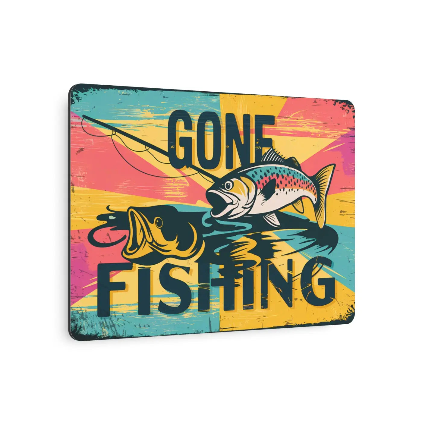Vintage Fishing Metal Art Sign - 3mm White Aluminum - DipaliZ
