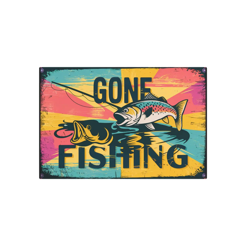 Vintage Fishing Metal Art Sign - 3mm White Aluminum - DipaliZ