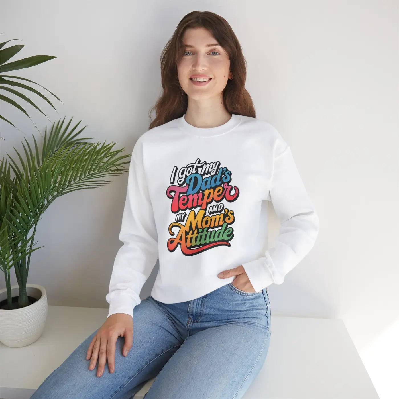 Heavy Blend Sweatshirt - Dads Temper Moms Attitude - DipaliZ