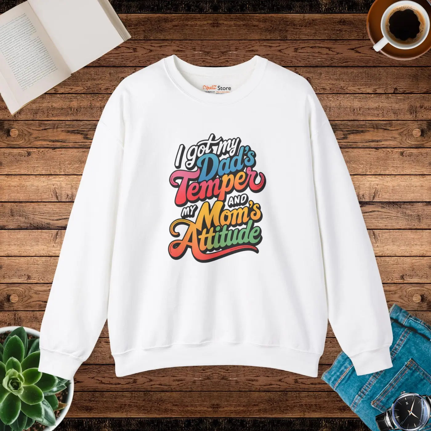 Heavy Blend Sweatshirt - Dads Temper Moms Attitude - DipaliZ