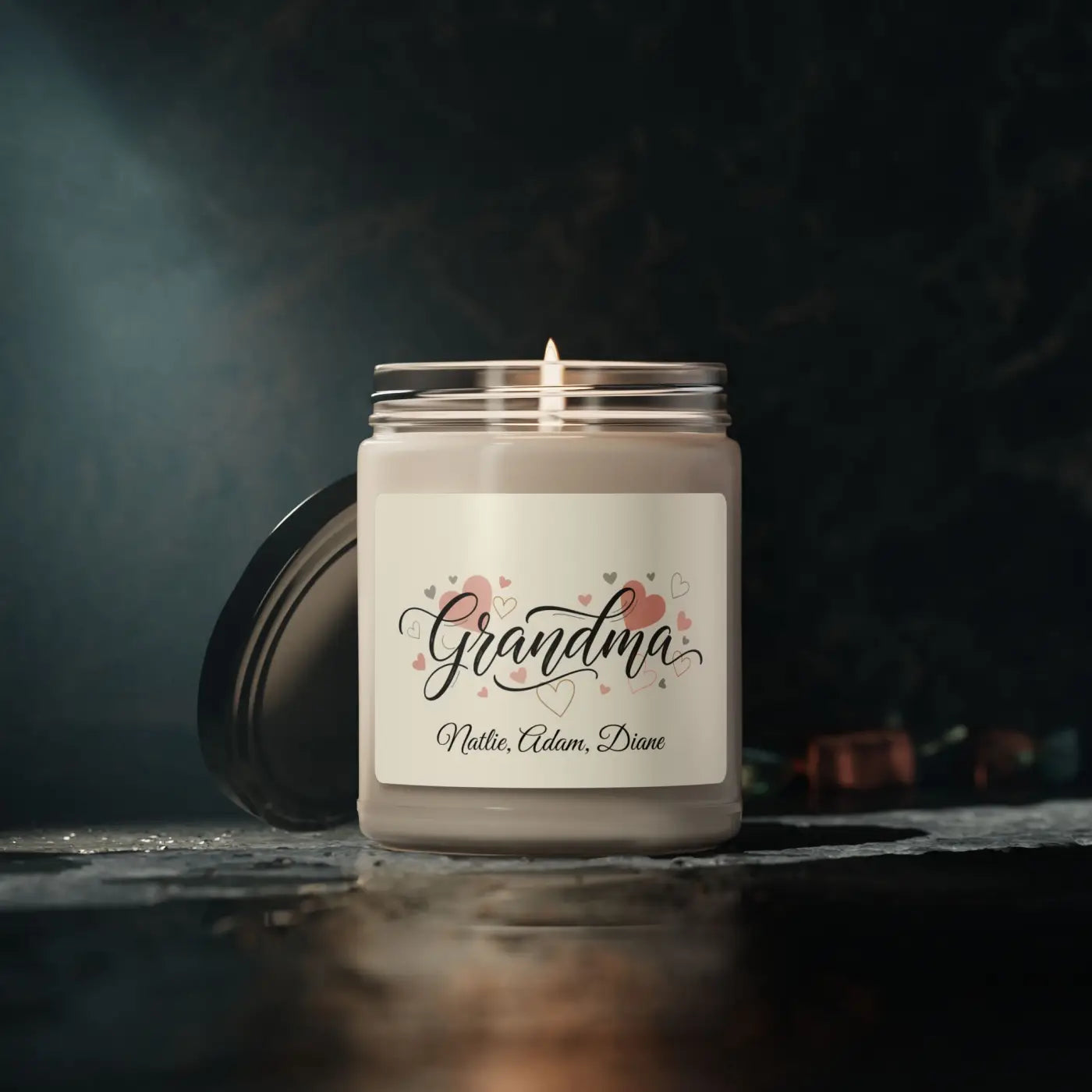 Grandma Scented Soy Candle - Heart Floral Design - DipaliZ