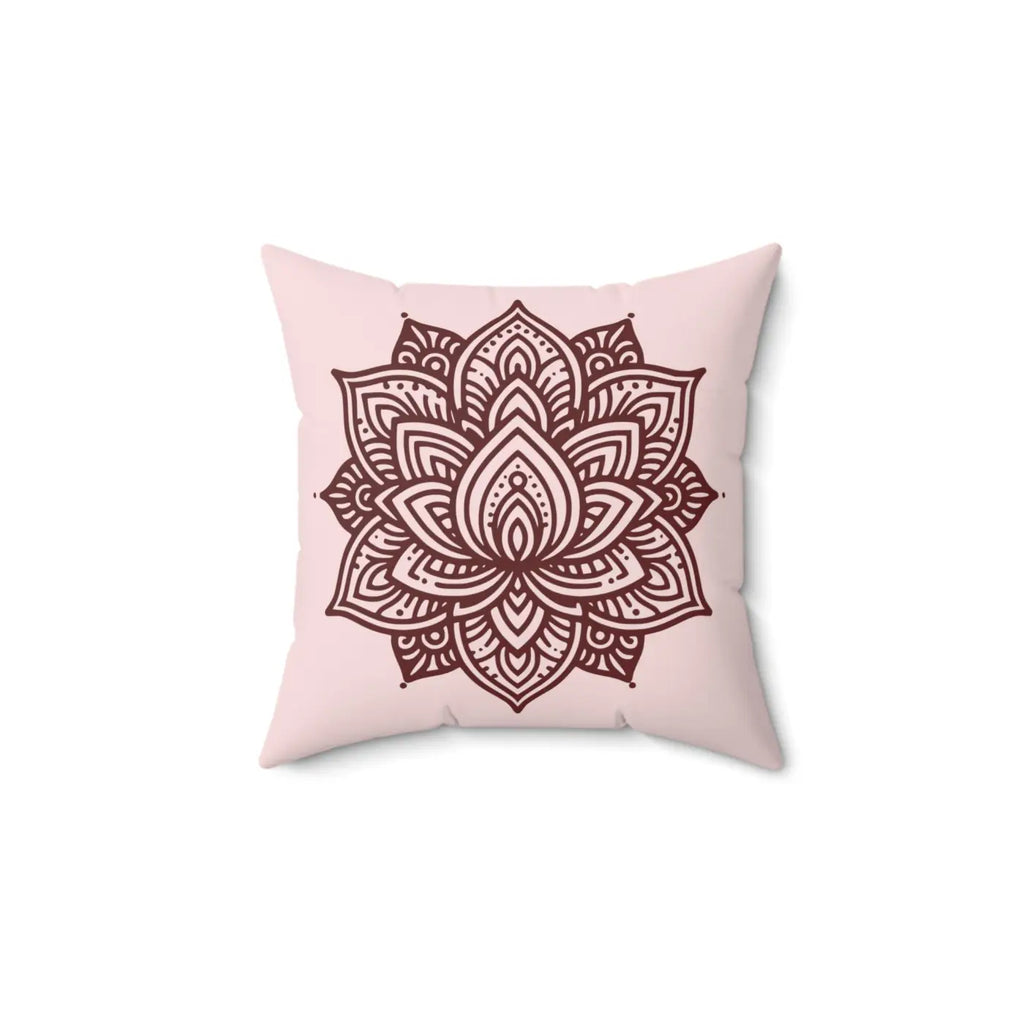Graphic Lotus Flower Polyester Square Pillow - Mandala - DipaliZ