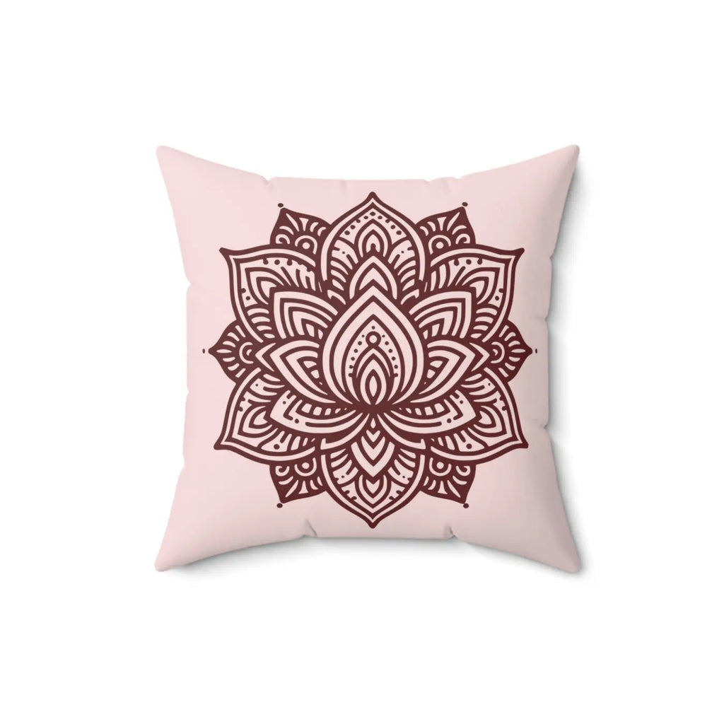 Graphic Lotus Flower Polyester Square Pillow - Mandala - DipaliZ