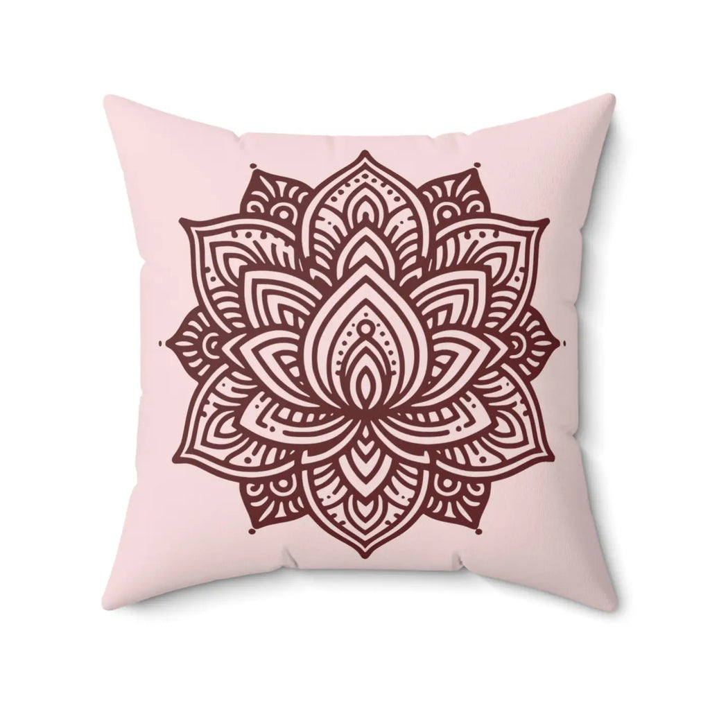 Graphic Lotus Flower Polyester Square Pillow - Mandala - DipaliZ