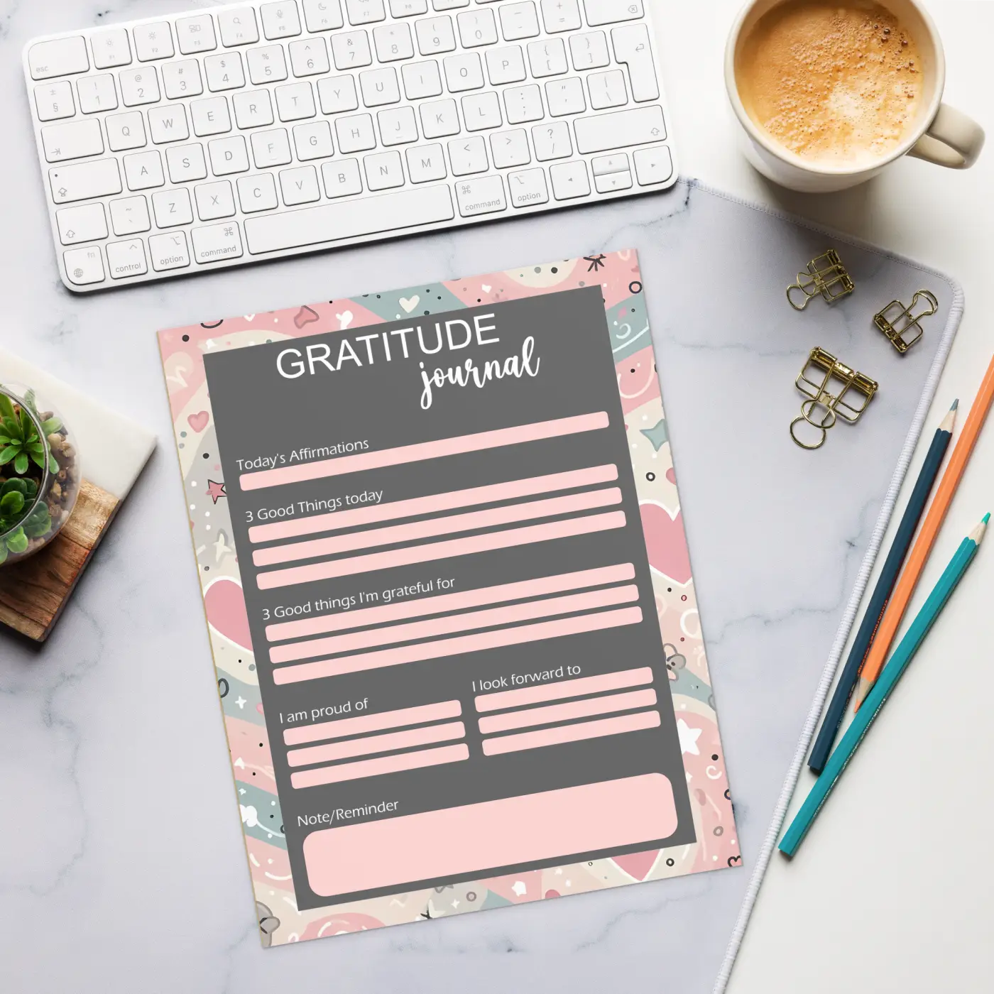 Journal Hearts Notepad - Daily Joy and Gratitude - DipaliZ