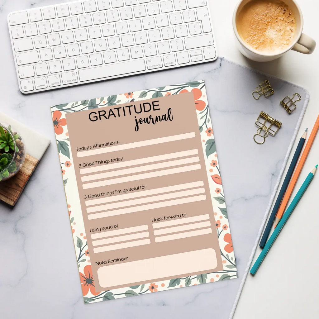 Dreamy Floral Gratitude Journal Notepad - Nature Inspired - DipaliZ
