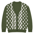 Green Argyle Diamond Knit Cardigan - Cozy Layering - DipaliZ