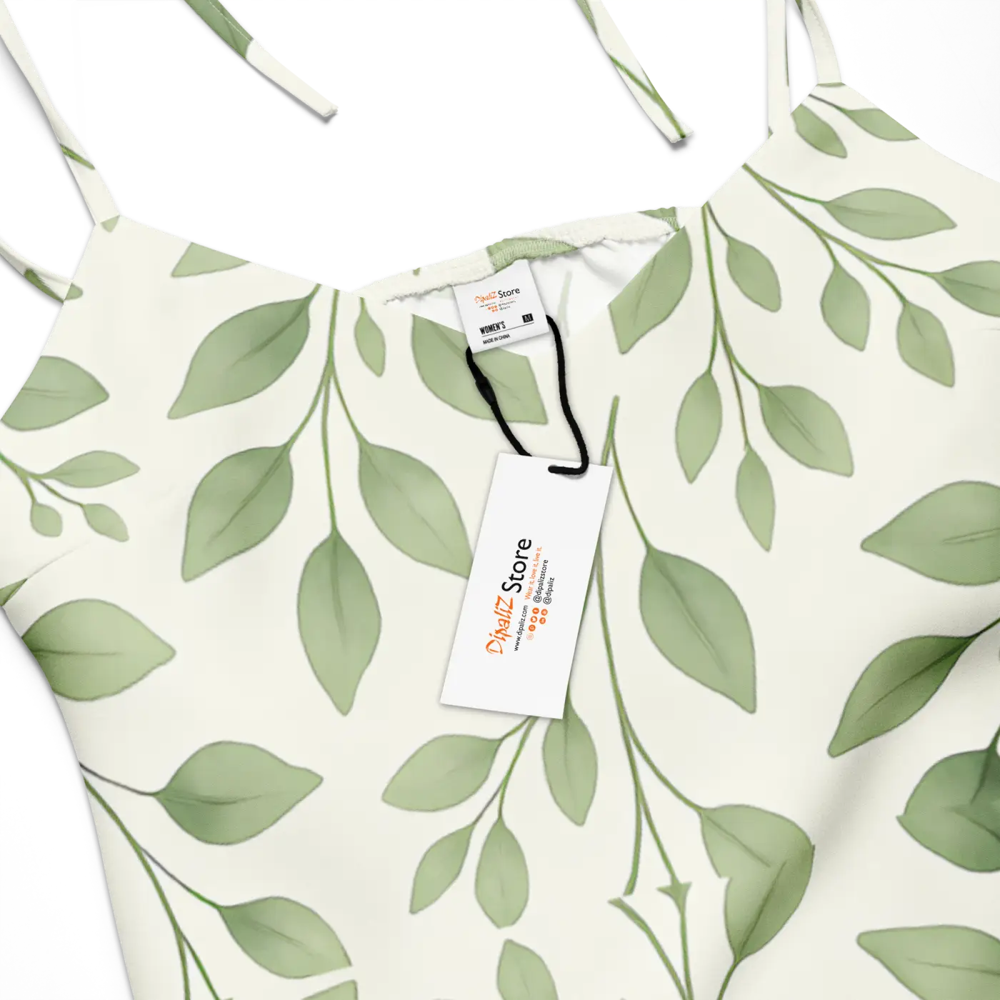 Eucalyptus Green Midi Dress - Botanical Print - DipaliZ