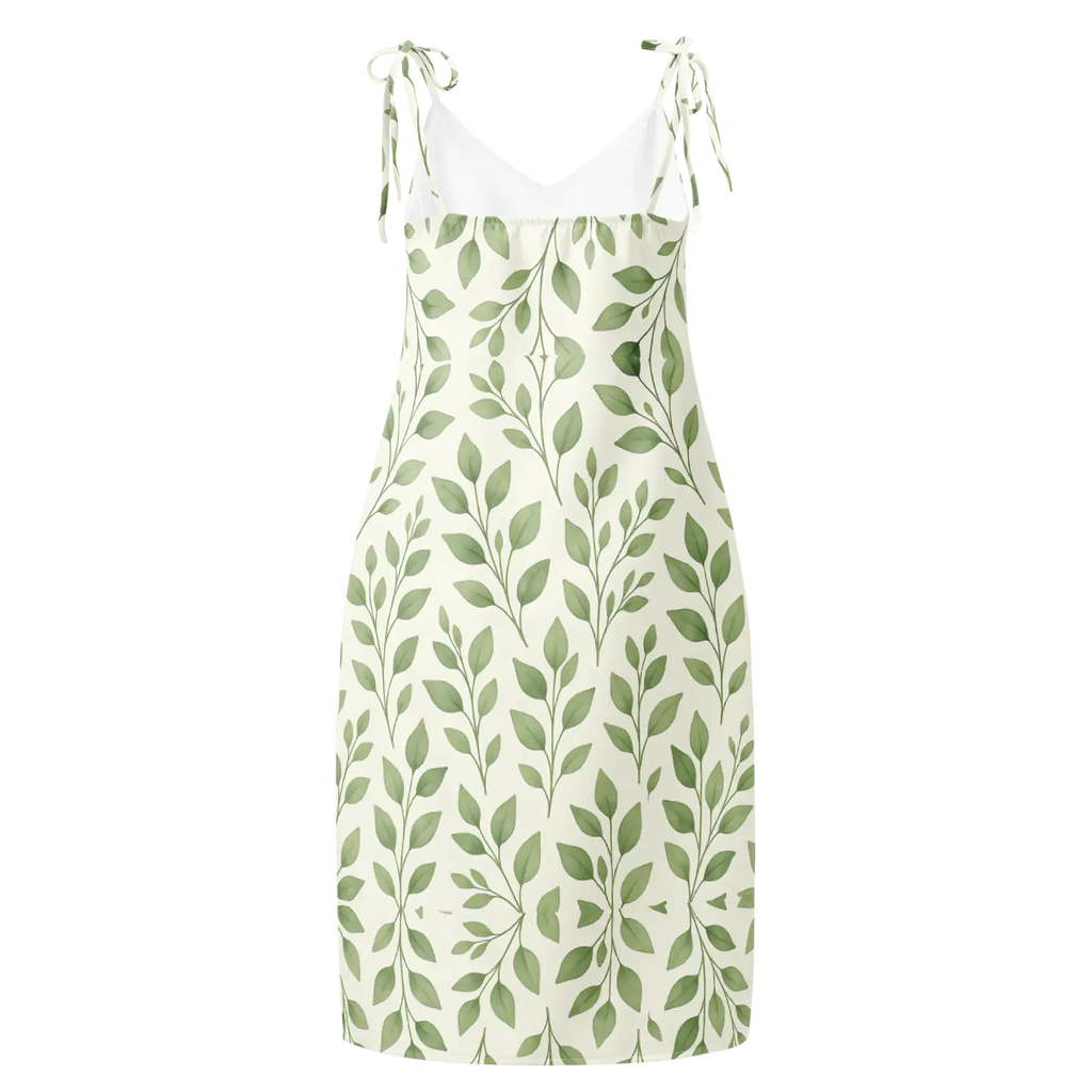 Eucalyptus Green Midi Dress - Botanical Print - DipaliZ