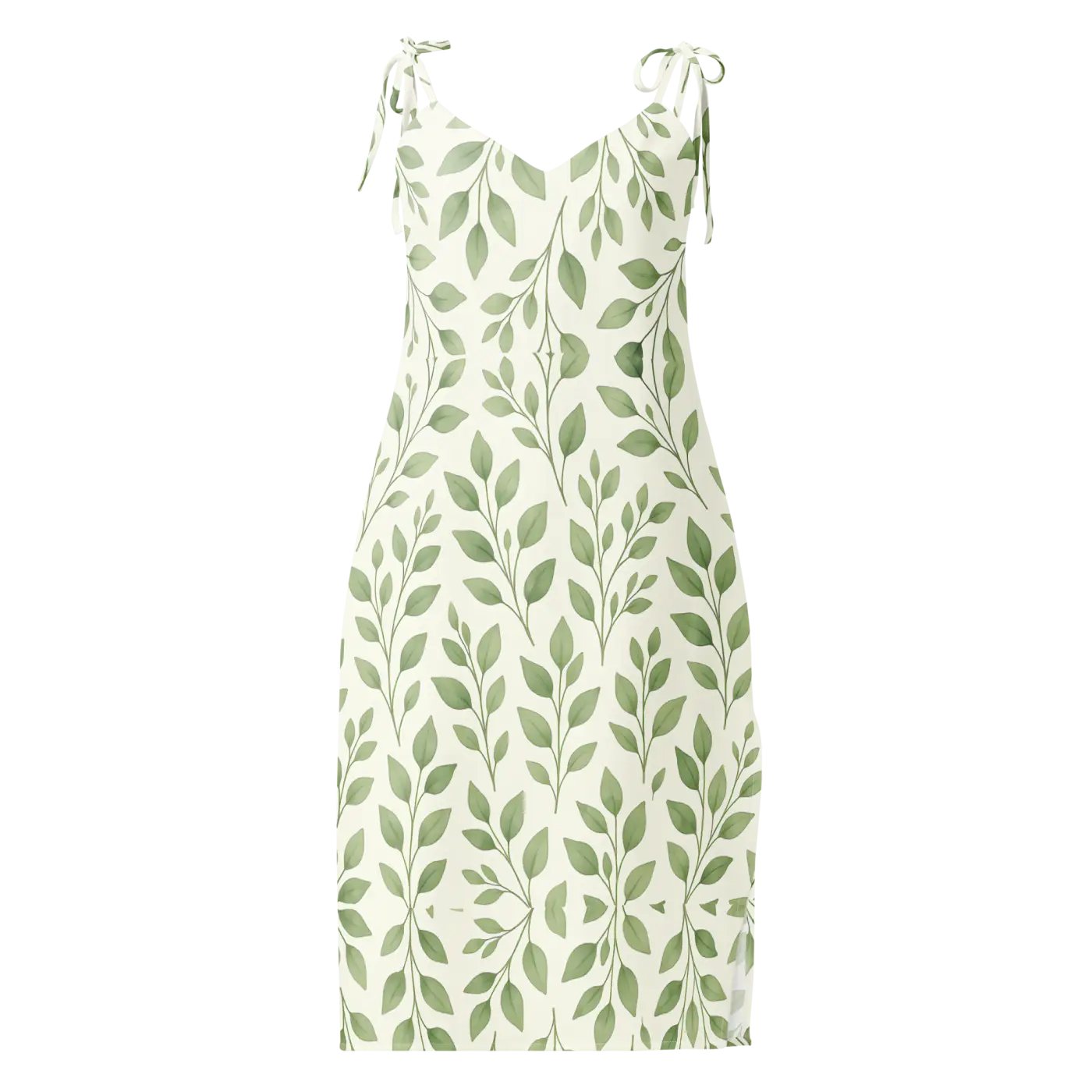 Eucalyptus Green Midi Dress - Botanical Print - DipaliZ