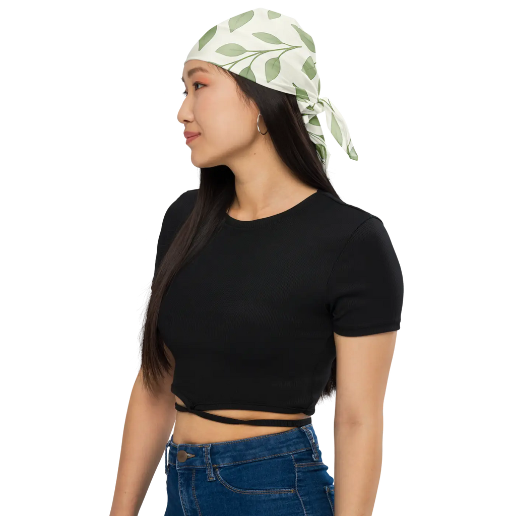 Tropical Green Leaves Print Bandana - UPF50 Protection - DipaliZ