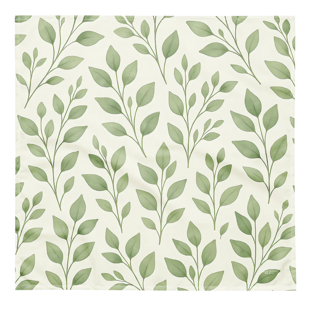 Tropical Green Leaves Print Bandana - UPF50 Protection - DipaliZ
