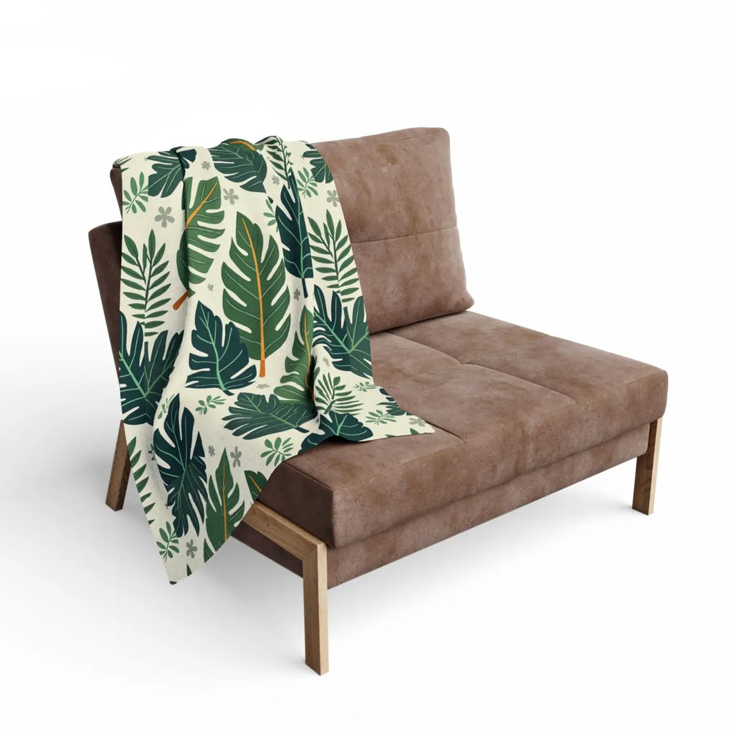 Green Leaves Arctic Fleece Blanket - Cozy Comfort - DipaliZ