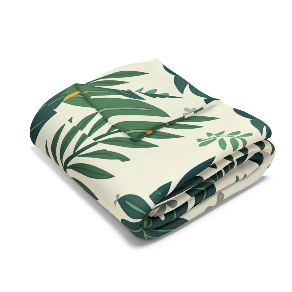 Green Leaves Arctic Fleece Blanket - Cozy Comfort - DipaliZ