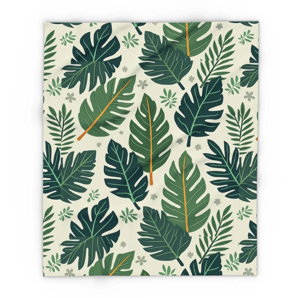 Green Leaves Arctic Fleece Blanket - Cozy Comfort - DipaliZ