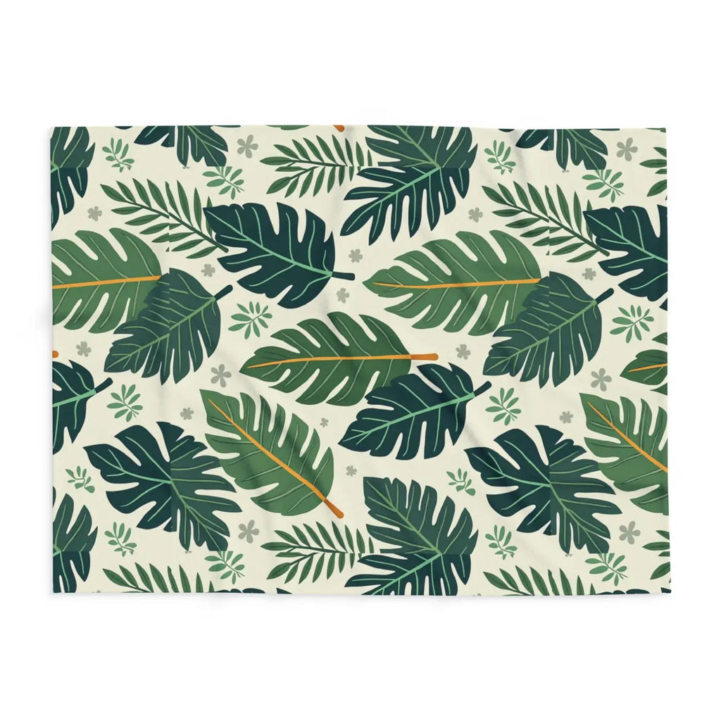 Green Leaves Arctic Fleece Blanket - Cozy Comfort - DipaliZ