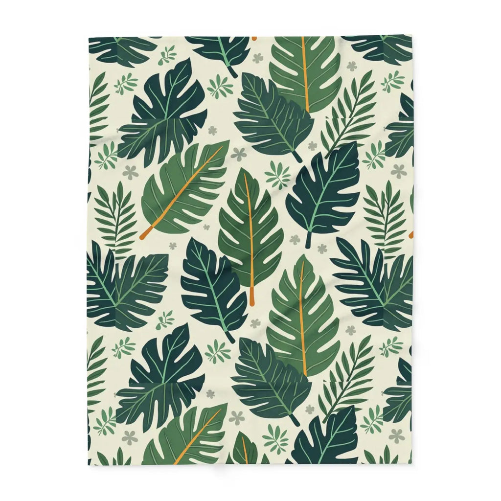 Green Leaves Arctic Fleece Blanket - Cozy Comfort - DipaliZ