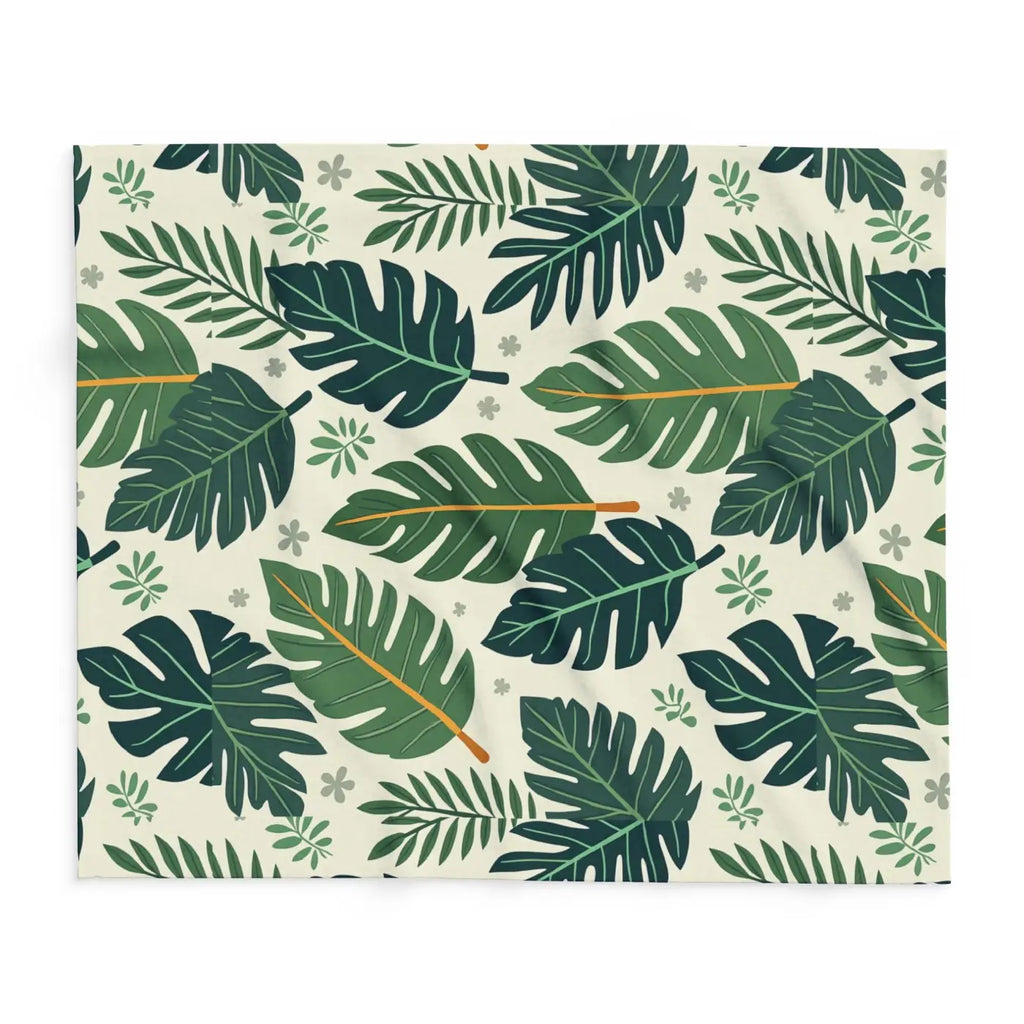 Green Leaves Arctic Fleece Blanket - Cozy Comfort - DipaliZ