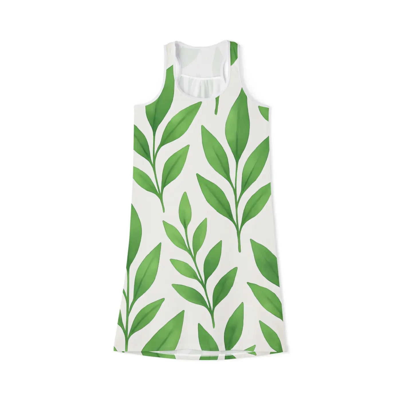 Vibrant Green Leaves Pattern Dress - Nature Inspired - DipaliZ