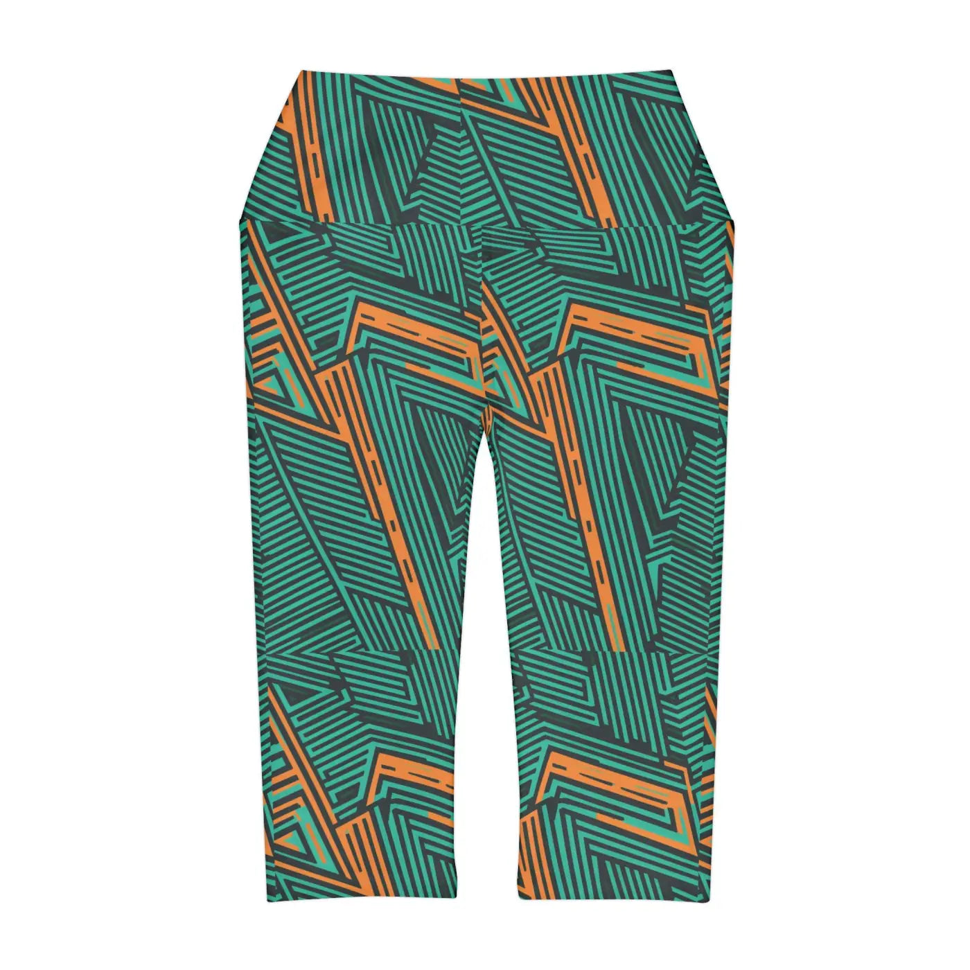 Orange Striped Yoga Capri Leggings - Activewear - DipaliZ
