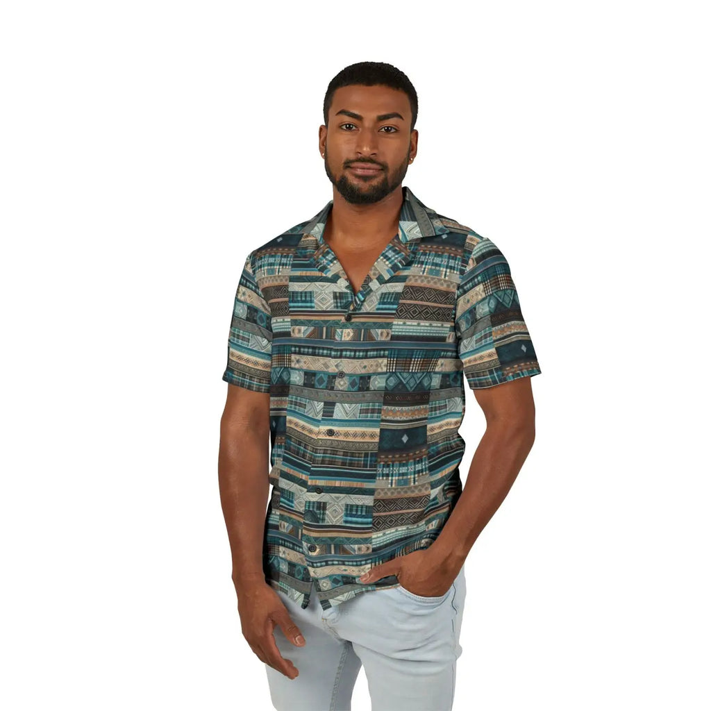 Green Plaid Hawaiian Camp Shirt - Bold Summer Style - DipaliZ