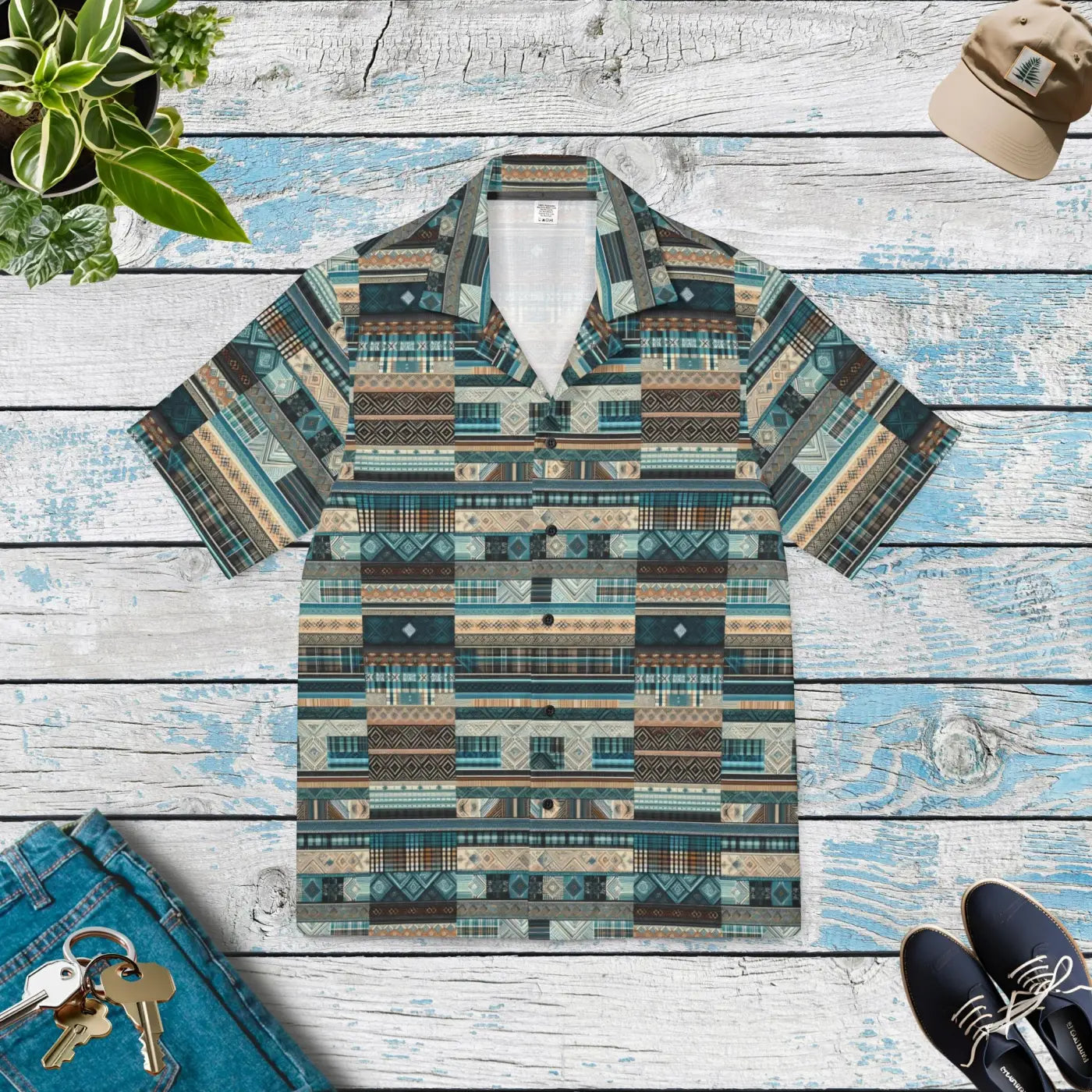 Green Plaid Hawaiian Camp Shirt - Bold Summer Style - DipaliZ