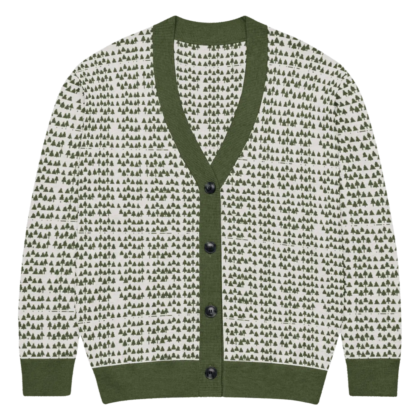 Trees Knit Cardigan - Sophisticated Green Knit Layering - DipaliZ
