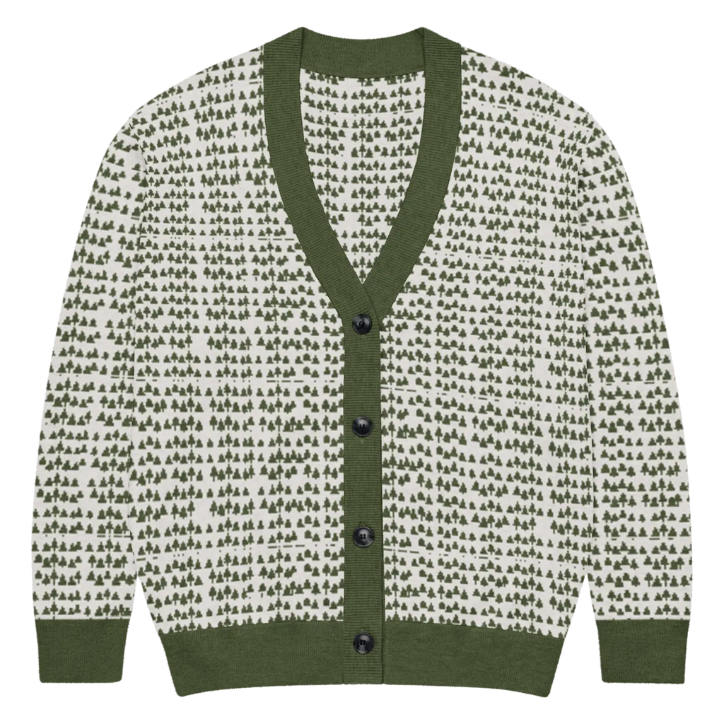 Trees Knit Cardigan - Sophisticated Green Knit Layering - DipaliZ