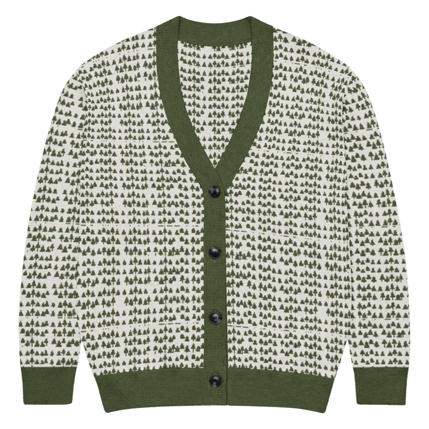 Trees Knit Cardigan - Sophisticated Green Knit Layering - DipaliZ