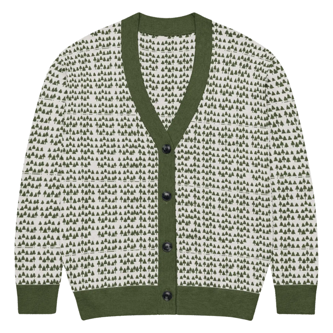 Trees Knit Cardigan - Sophisticated Green Knit Layering - DipaliZ