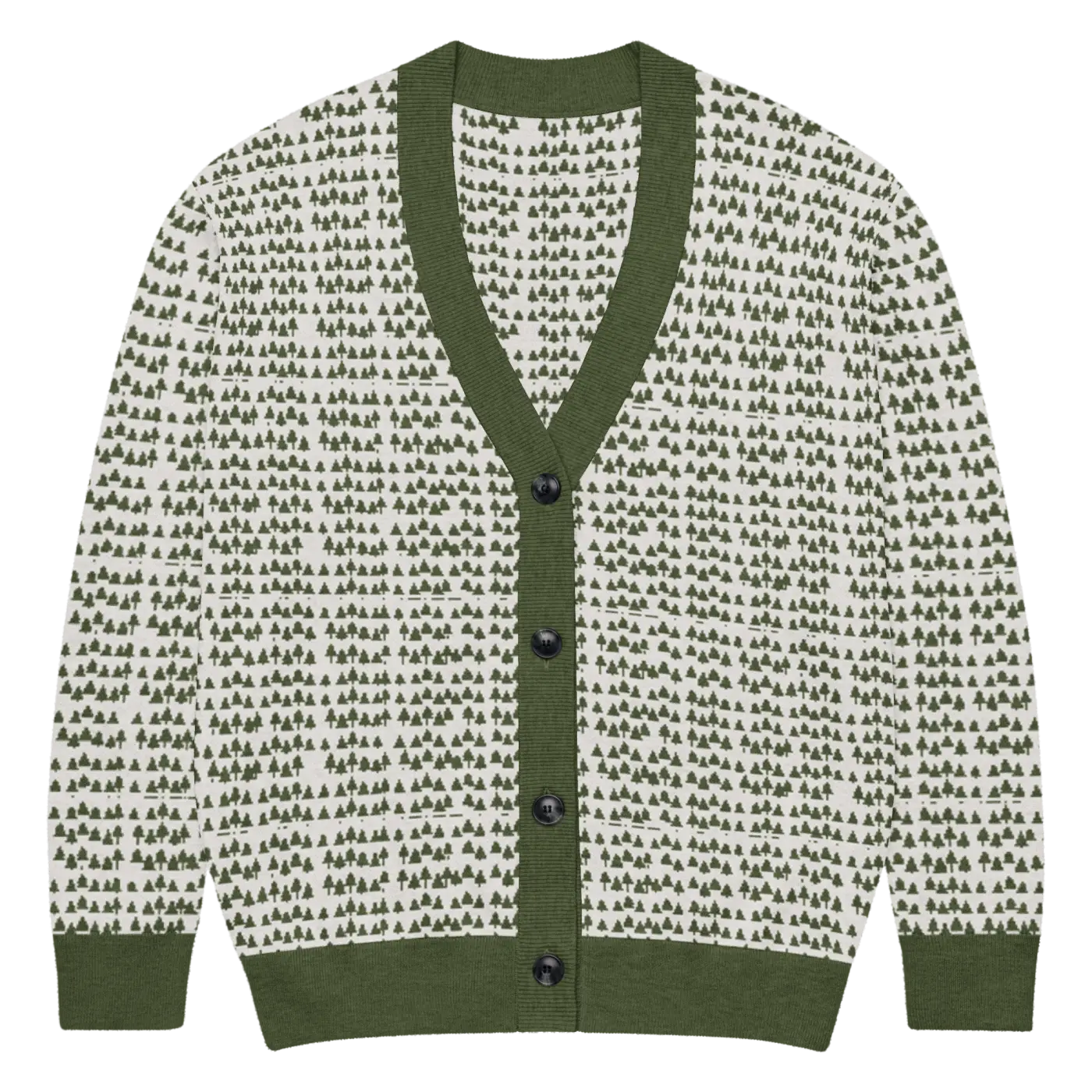Trees Knit Cardigan - Sophisticated Green Knit Layering - DipaliZ