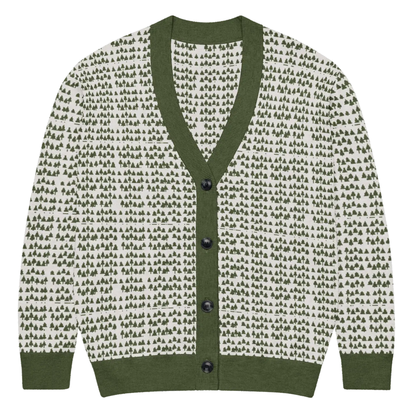Trees Knit Cardigan - Sophisticated Green Knit Layering - DipaliZ