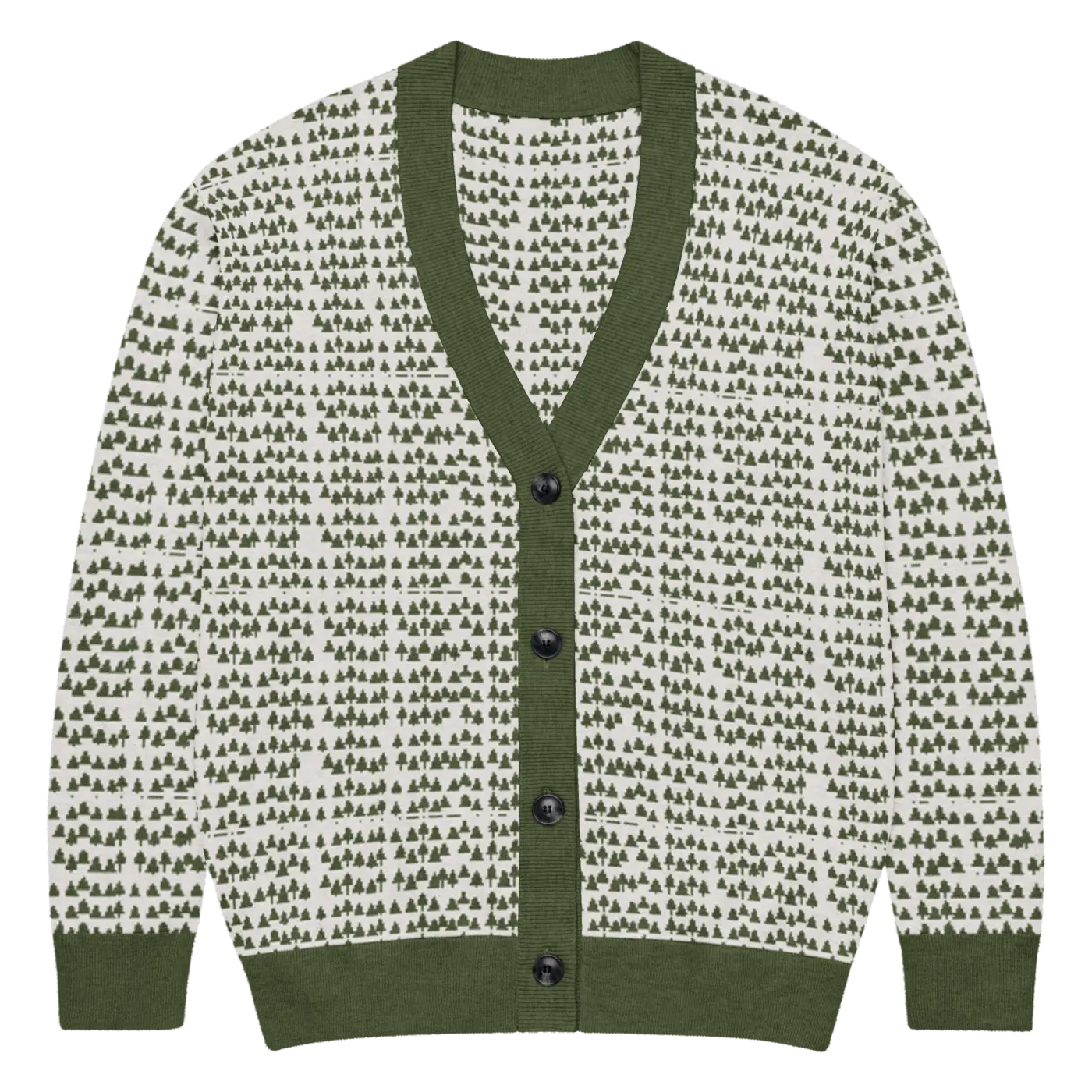 Trees Knit Cardigan - Sophisticated Green Knit Layering - DipaliZ