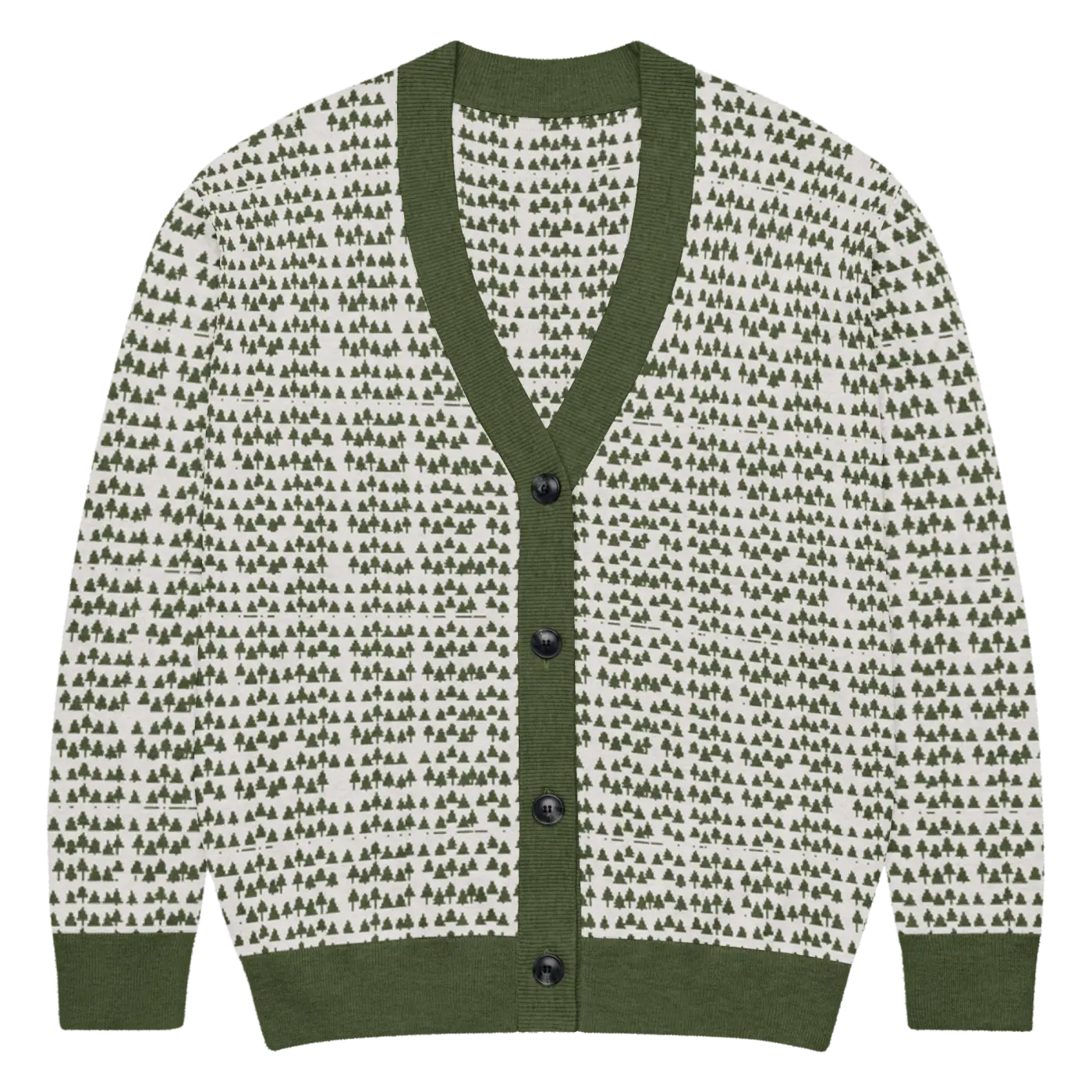 Trees Knit Cardigan - Sophisticated Green Knit Layering - DipaliZ