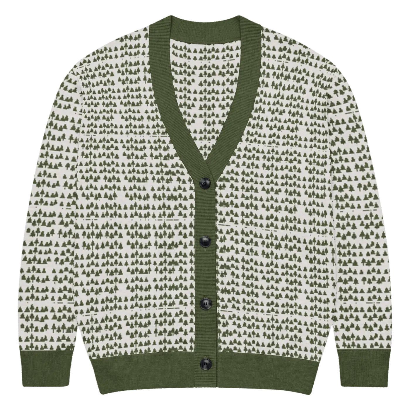 Trees Knit Cardigan - Sophisticated Green Knit Layering - DipaliZ