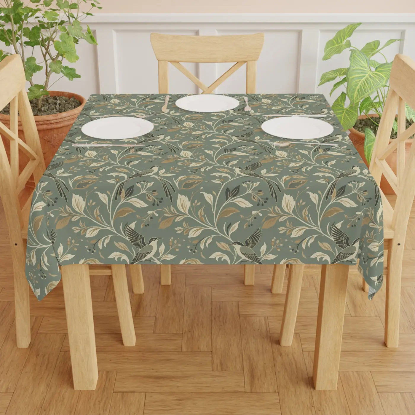 Vintage Floral Tablecloth - Botanical Vine Pattern Dining Space - DipaliZ