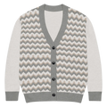 Grey Chevron Knitted Cardigan - Cozy Lightweight Layering - DipaliZ