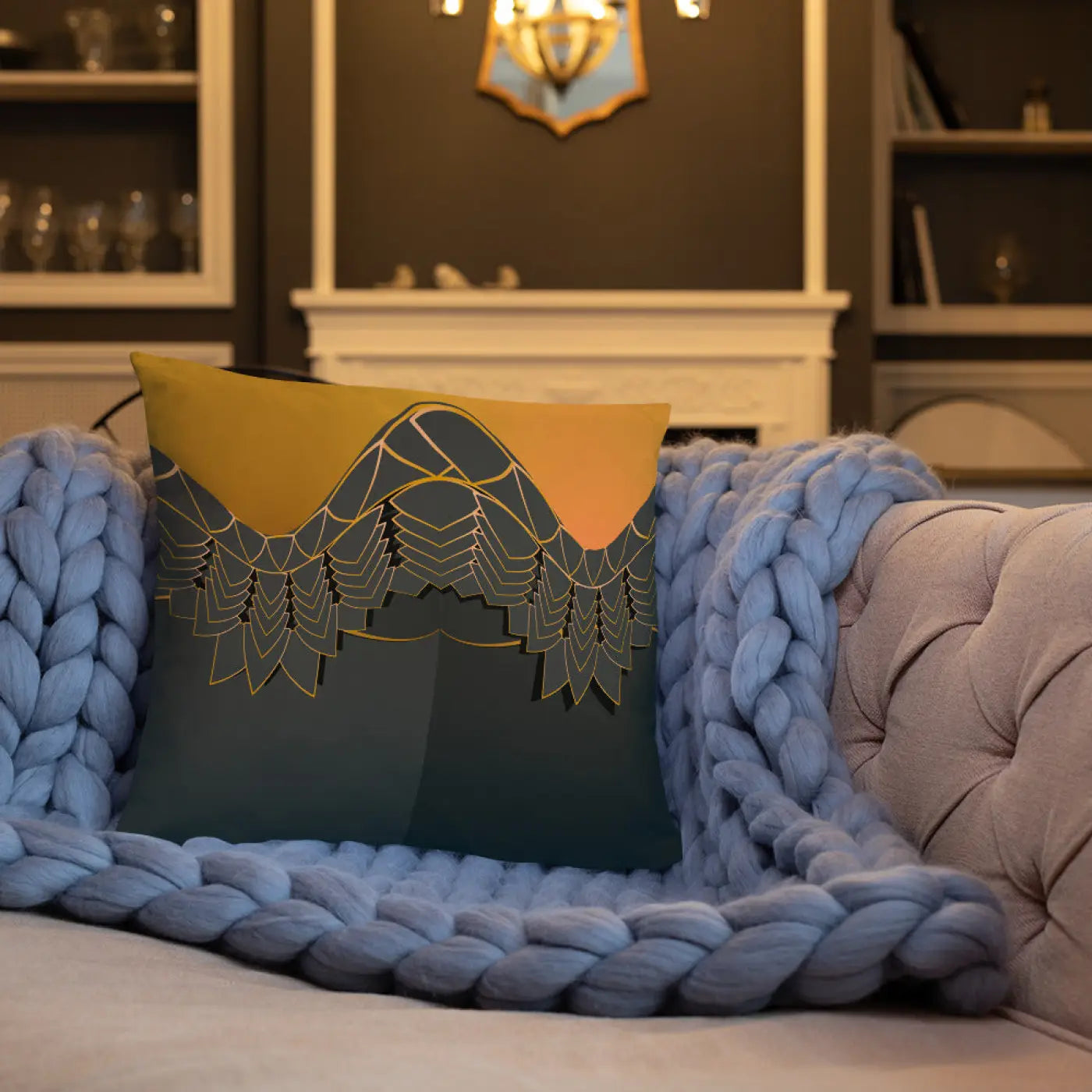 Golden Pattern Throw Pillows - Glamour Comfort Set - DipaliZ
