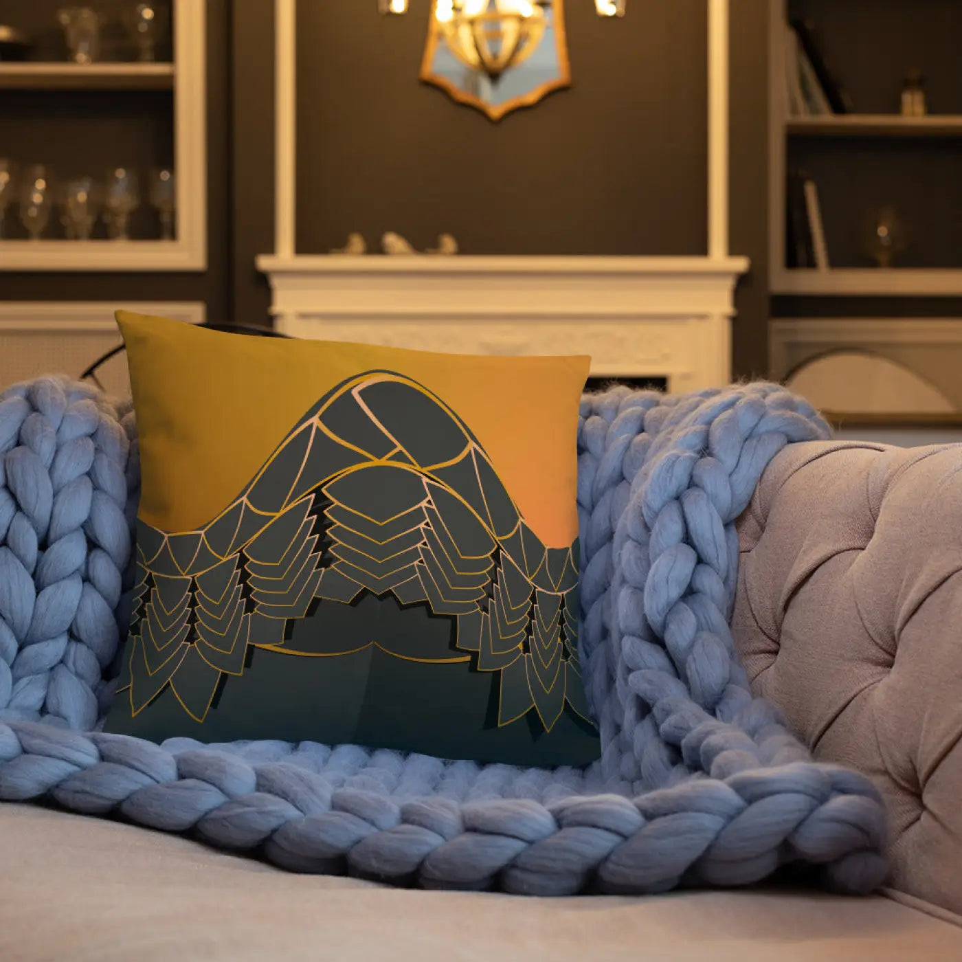 Golden Pattern Throw Pillows - Glamour Comfort Set - DipaliZ