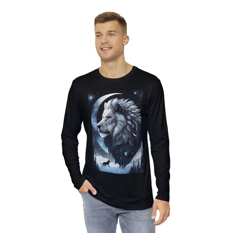 Winter Moon Lion Long Sleeve Shirt - Brushed Polyester - DipaliZ