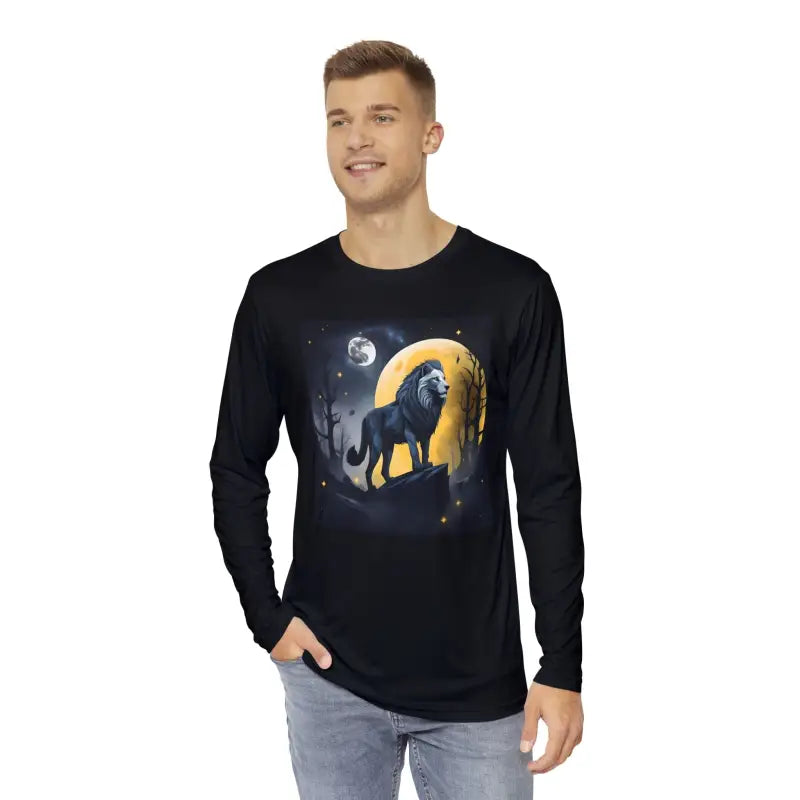 Long Sleeve AOP Shirt - Winter Moon Lion Design - DipaliZ