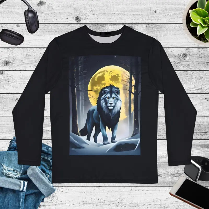Long Sleeve AOP Lion Winter Night Tee - DipaliZ