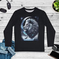 Winter Moon Lion Long Sleeve Shirt - Brushed Polyester - DipaliZ