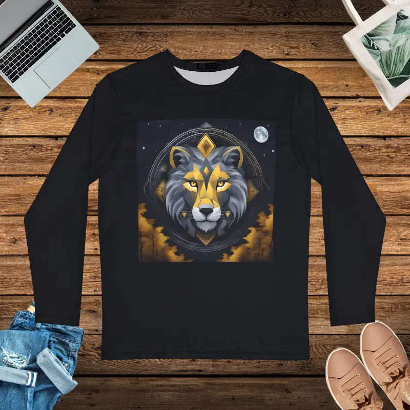 Lion Moon Long Sleeve AOP Shirt - Winter Night - DipaliZ
