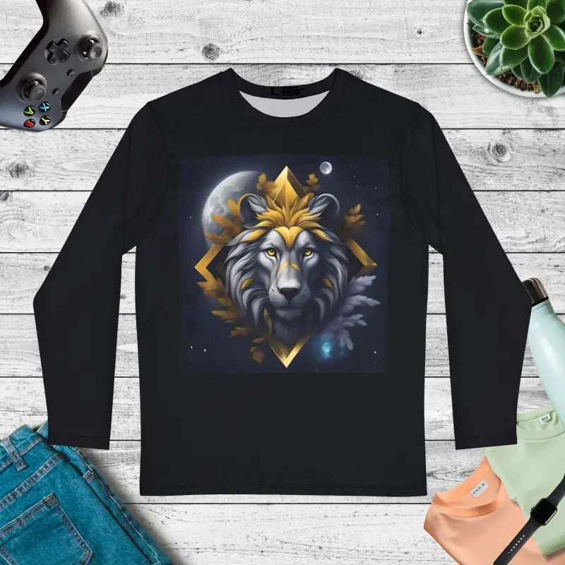 Lion Winter Night Long Sleeve Shirt - Full Moon Design - DipaliZ
