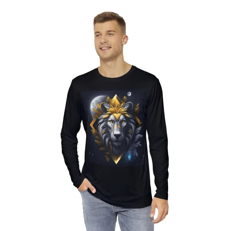 Lion Winter Night Long Sleeve Shirt - Full Moon Design - DipaliZ