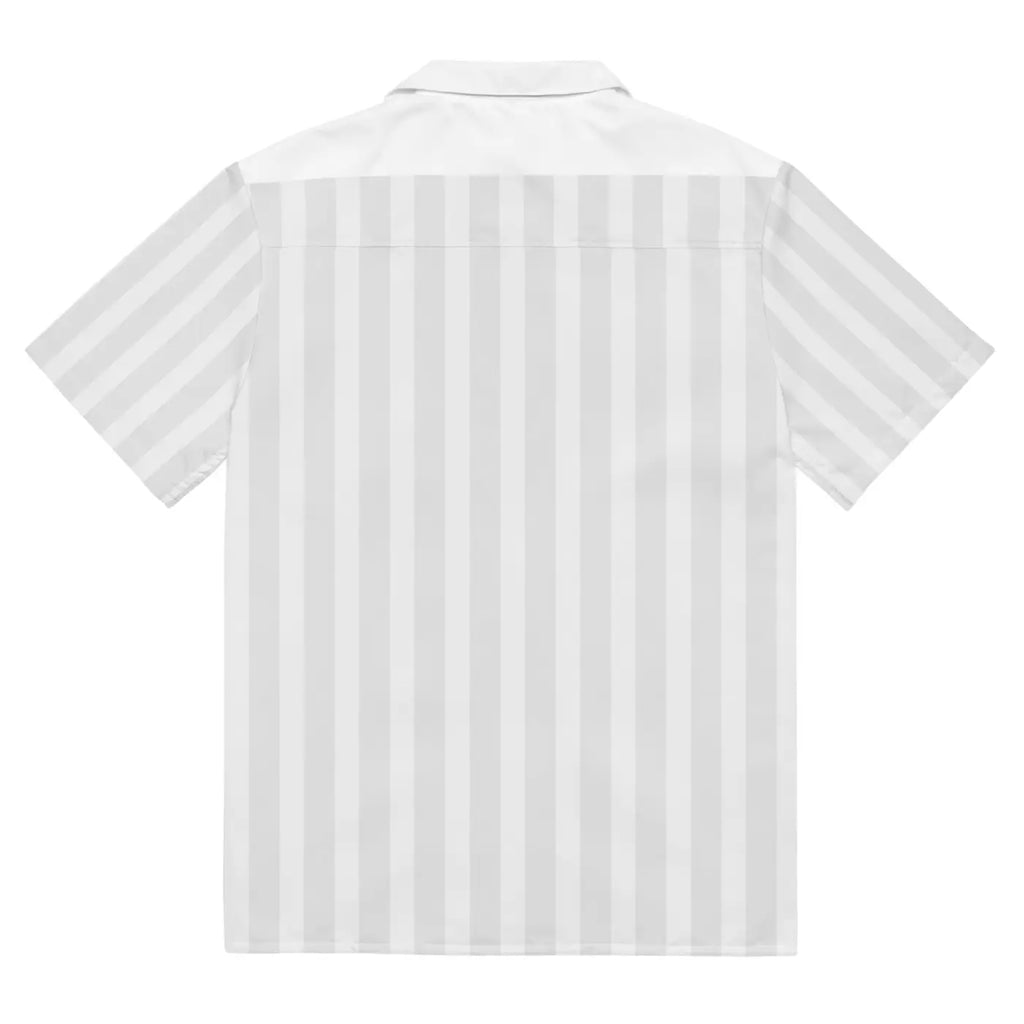Unisex Button Shirt - White Stripes Dog Emblem - DipaliZ