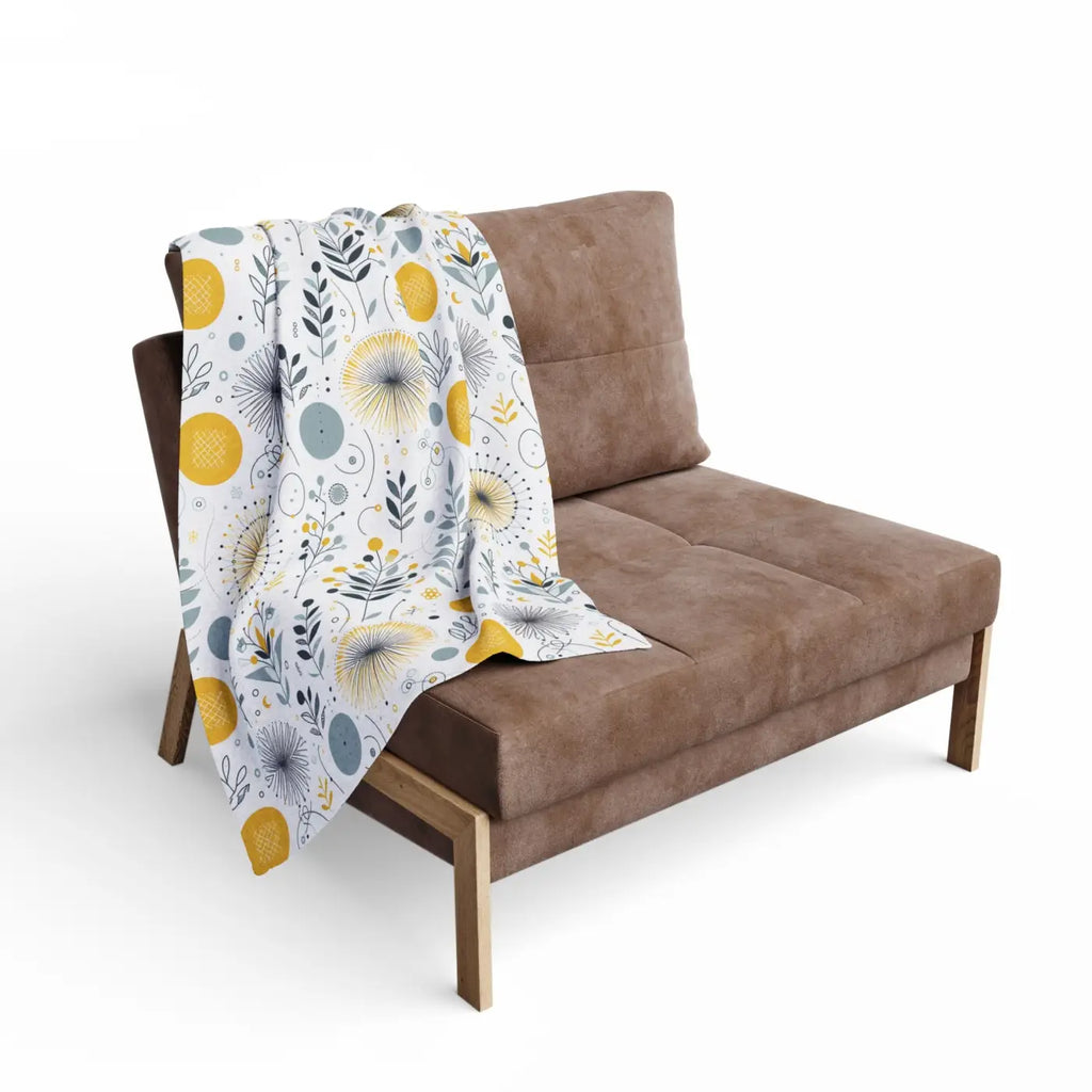 Arctic Fleece Blanket - Bold Yellow Floral Comfort - DipaliZ