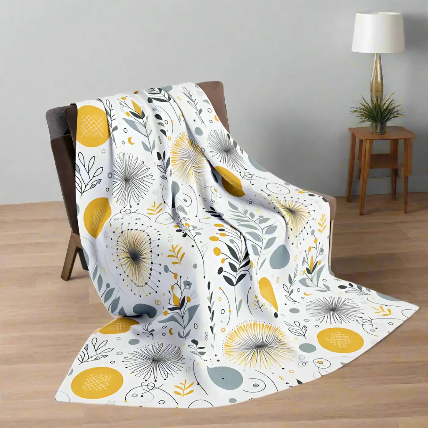 Arctic Fleece Blanket - Bold Yellow Floral Comfort - DipaliZ